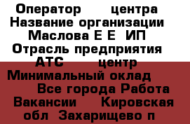 Оператор Call-центра › Название организации ­ Маслова Е Е, ИП › Отрасль предприятия ­ АТС, call-центр › Минимальный оклад ­ 20 000 - Все города Работа » Вакансии   . Кировская обл.,Захарищево п.